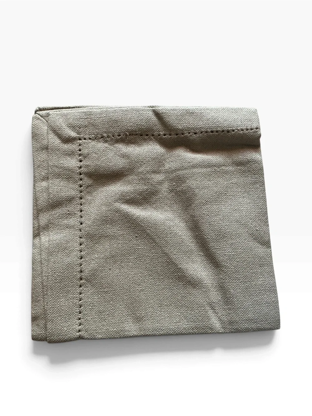 Taupe 100% cotton hemstitched napkins set of 12 16x16” Made in India